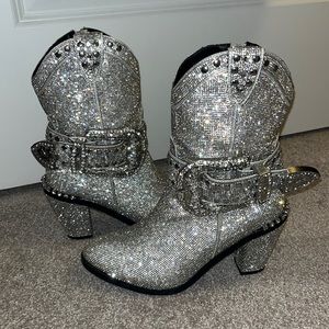 Dolls Kill Club Exx Sparkly Sheriff Shine Cowboy Boots
